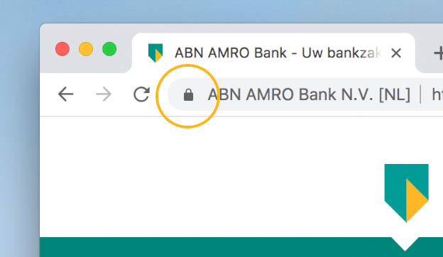 U ziet aan het veiligheidsslotje of u op onze site bent